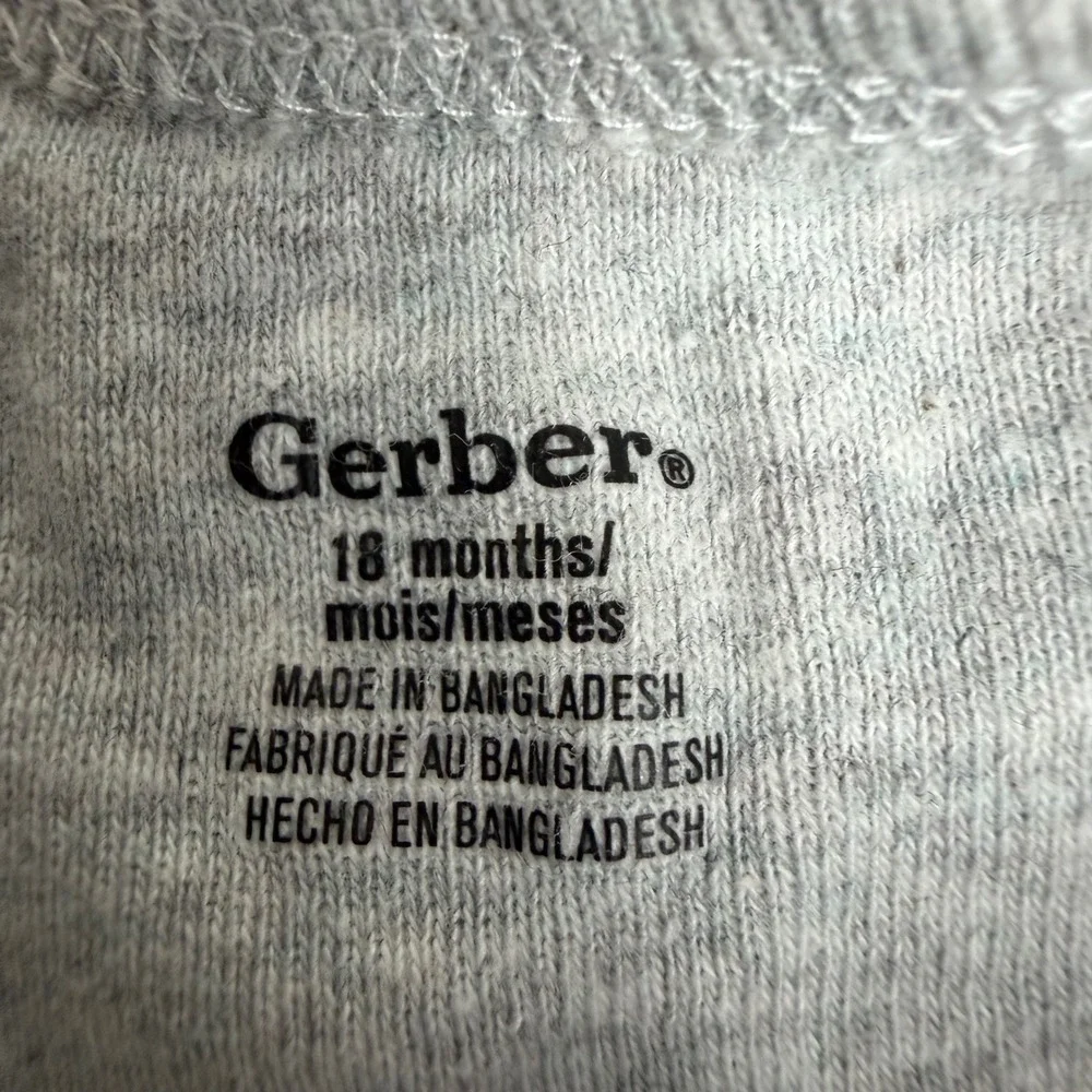 Gerber Long Sleeve Bodysuit Baby 18 Months Gray Heathered Cotton Blend Onesie‎